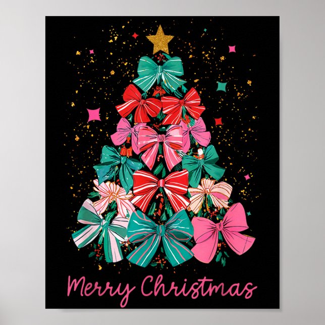 Affiche Coquette Bow Merry Christmas Xmas Tree Family Paja (Devant)