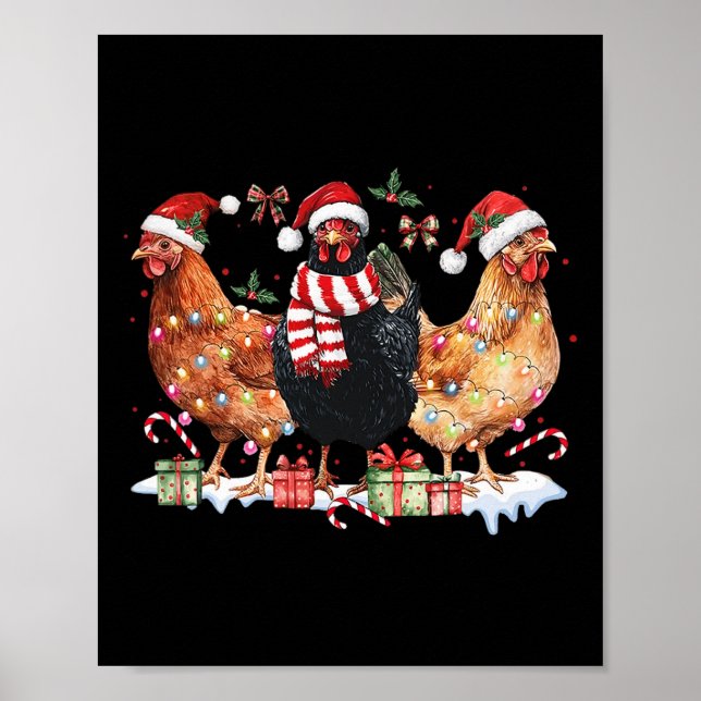 Affiche Coquette Bow Poulet de Noël Casquette Lumières Fer (Devant)