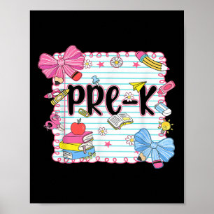 Affiche Coquette Bow Pré-k Premier Jour De L'École Enseign