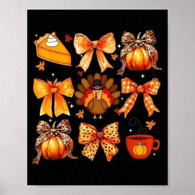 Affiche Coquette Bow Pumpkin Season Thanksgiving Autumn Fa (Devant)