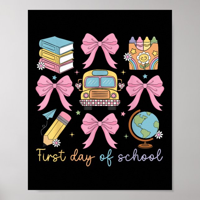 Affiche Coquette Bow Retour À L'École Enseignants Enfants  (Devant)
