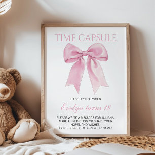 Affiche Coquette Bow rose Anniversaire Capsule du temps