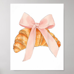 Affiche Coquette Bow Rose Croissant Cuisine Baking Baker P