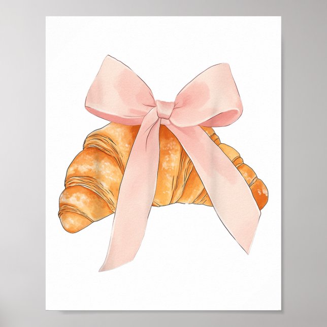 Affiche Coquette Bow Rose Croissant Cuisine Baking Baker P (Devant)