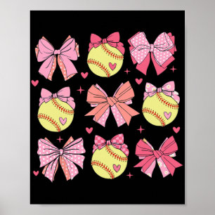 Affiche Coquette Bow Softball Maman Mères Jour Softball Ma