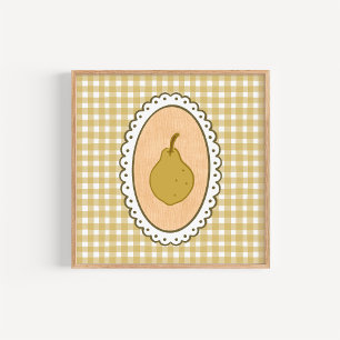 Affiche Coquette Capricieuse Poire avec Fond Gingham