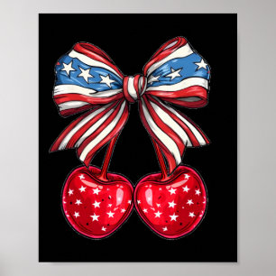 Affiche Coquette Cherry Bow Patriotique Usa Drapeau 4 juil