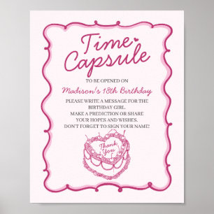 Affiche Coquette Coeur rose Cerry Cake Anniversaire Temps 