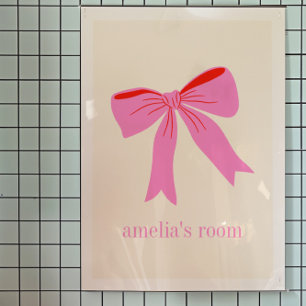 Affiche Coquette de fille rose et rouge Bow Nom personnali