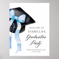 Coquette de graduation moderne Blue Bow Bienvenue
