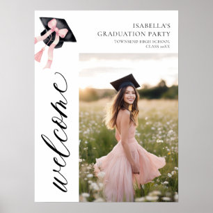 Affiche Coquette de graduation moderne rose Bow Bienvenue
