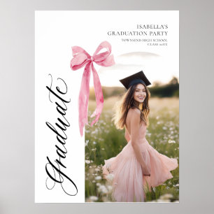 Affiche Coquette de graduation moderne rose Bow Bienvenue