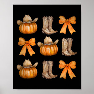 Affiche Coquette de l'automne occidental Citrouille Bow Th