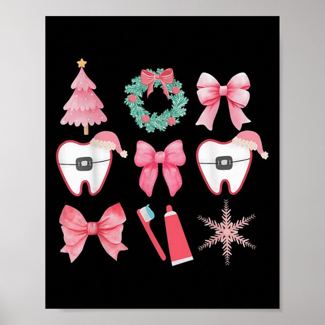 Affiche Coquette de Noël Bow Orthodontie dentaire C (Devant)