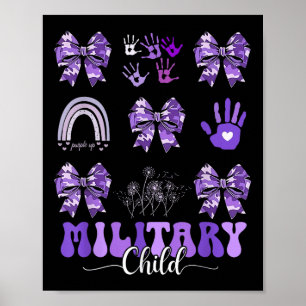 Affiche Coquette Enfant Militaire Bow Purple Up Camo Kids