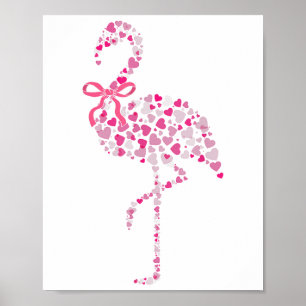 Affiche Coquette Flamant rose Coeur mignon Valentines rose
