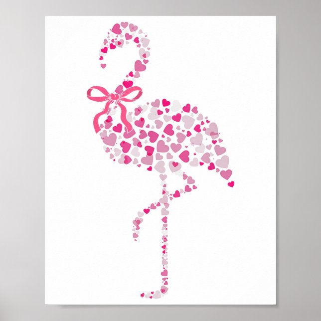 Affiche Coquette Flamant rose Coeur mignon Valentines rose (Devant)