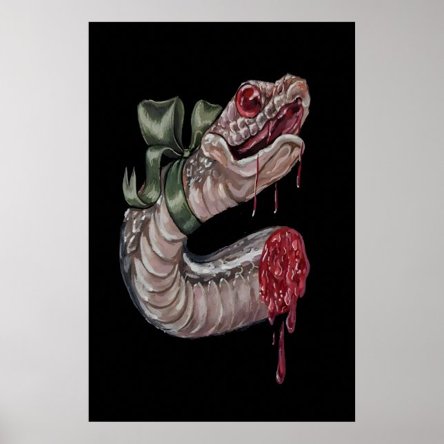 Affiche Coquette Gothique Serpent avec Nœud - 5x7 pouces à (Devant)
