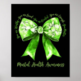 Affiche Coquette Green Bow Support Guerrier Santé mentale