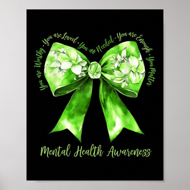 Affiche Coquette Green Bow Support Guerrier Santé mentale  (Devant)