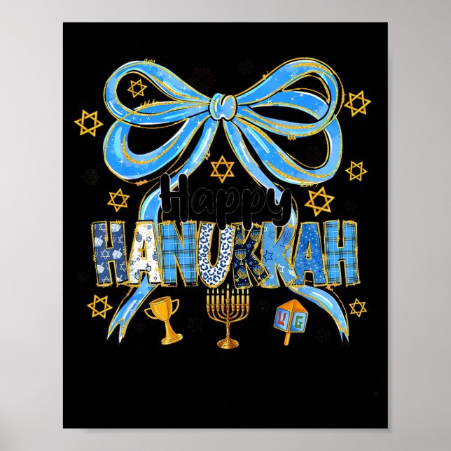 Affiche Coquette Hanukkah Bow Jewish Bow Menorah Bow Women (Devant)