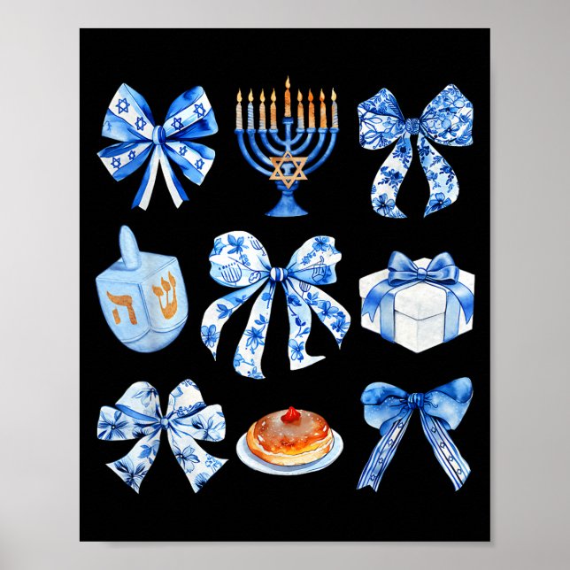 Affiche Coquette Hanukkah Bow Jewish Bow Menorah Bow Women (Devant)
