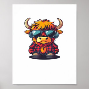 Affiche Coquette Highland Cow Bubblegum Tshirt Design, Hol