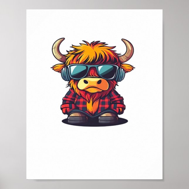 Affiche Coquette Highland Cow Bubblegum Tshirt Design, Hol (Devant)