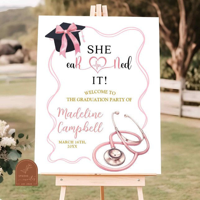 Affiche Coquette infirmière rose fête de graduation (Créateur téléchargé)