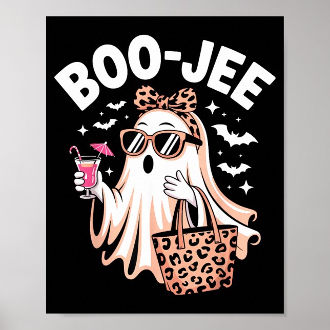 Affiche Coquette léopard fantôme café boo-jee halloween  (Devant)