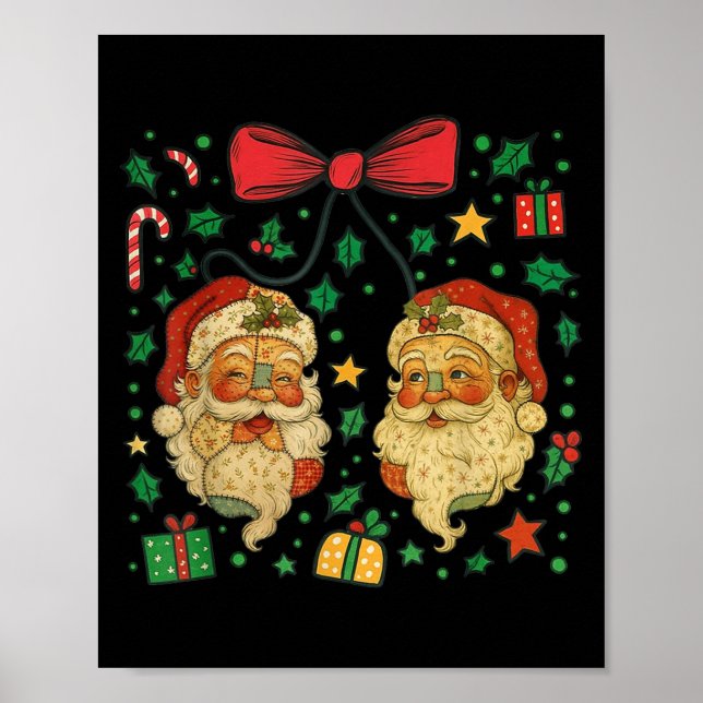 Affiche Coquette Patchwork Santa Claus Retro Christmas Fun (Devant)