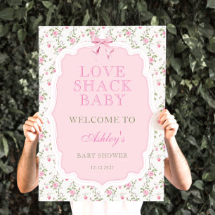 Affiche Coquette Pink Bow Love Shack Baby shower Bienvenue
