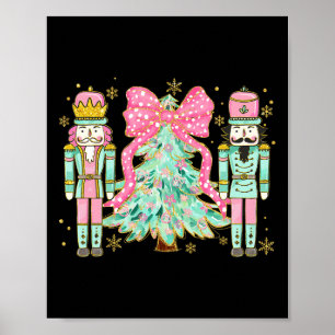 Affiche Coquette Pink Bow Nutcracker Arbre de Noël Preppy