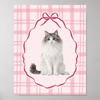 Affiche Coquette Rag Doll Cat Pink Watercolor