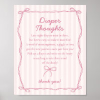 Coquette Rose Bow Pastel Diaper Pensées Douche