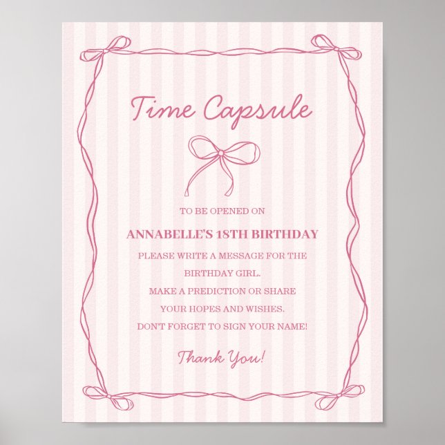 Affiche Coquette rose Bow Temps Capsule Anniversaire Jeu (Devant)
