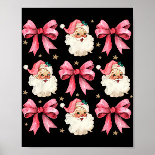 Affiche Coquette Rose Bows mignonne Père Noël Fille de Noë