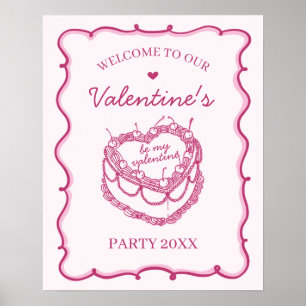 Affiche Coquette rose Cerise Cake Valentines Accueil