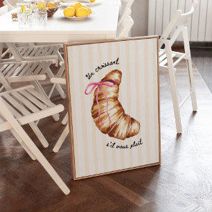 Affiche Coquette Rose Un Croissant S'il Vous Plaît