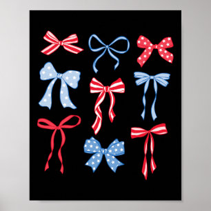 Affiche Coquette Rouge Blanc Et Bleu Américain Bows Funny