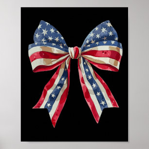 Affiche Coquette Rouge Blanc Et Bleu Américain Bows Funny