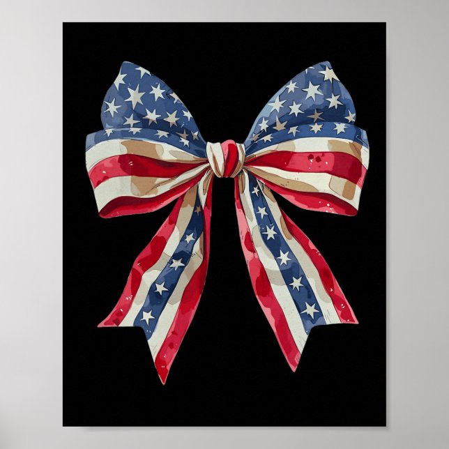 Affiche Coquette Rouge Blanc Et Bleu Américain Bows Funny  (Devant)