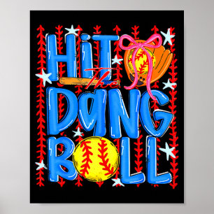 Affiche Coquette Softball Frappez la balle Bow