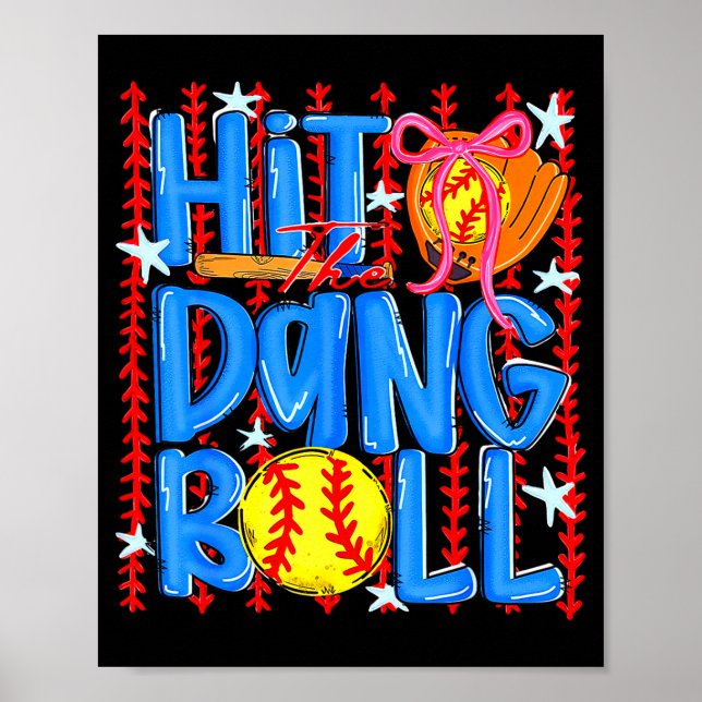 Affiche Coquette Softball Frappez la balle Bow (Devant)