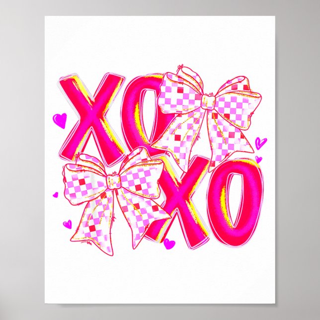 Affiche Coquette Valentine Xoxo Funny Valentine Bow Hearts (Devant)