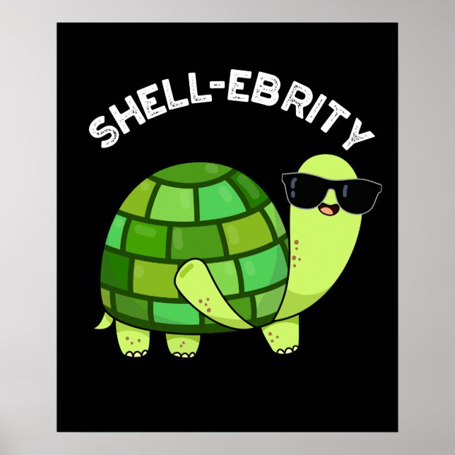 Affiche Coquetterie célébrité Funny Tortoise Pun Dark BG (Devant)