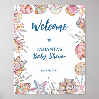 Affiche Coquillages Bienvenue à la Baby Shower Côtière