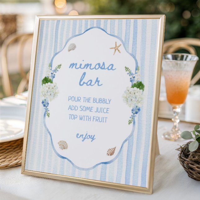 Affiche Coquillages & Cloches de mariage Bar à Mimosa Côte (Créateur téléchargé)