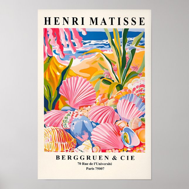 Affiche Coquillages, Décoration de plage, Impressi (Devant)