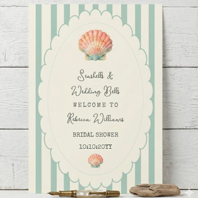 Affiche Coquillages et Cloches de Mariage Fête de Mariage  (Créateur téléchargé)
